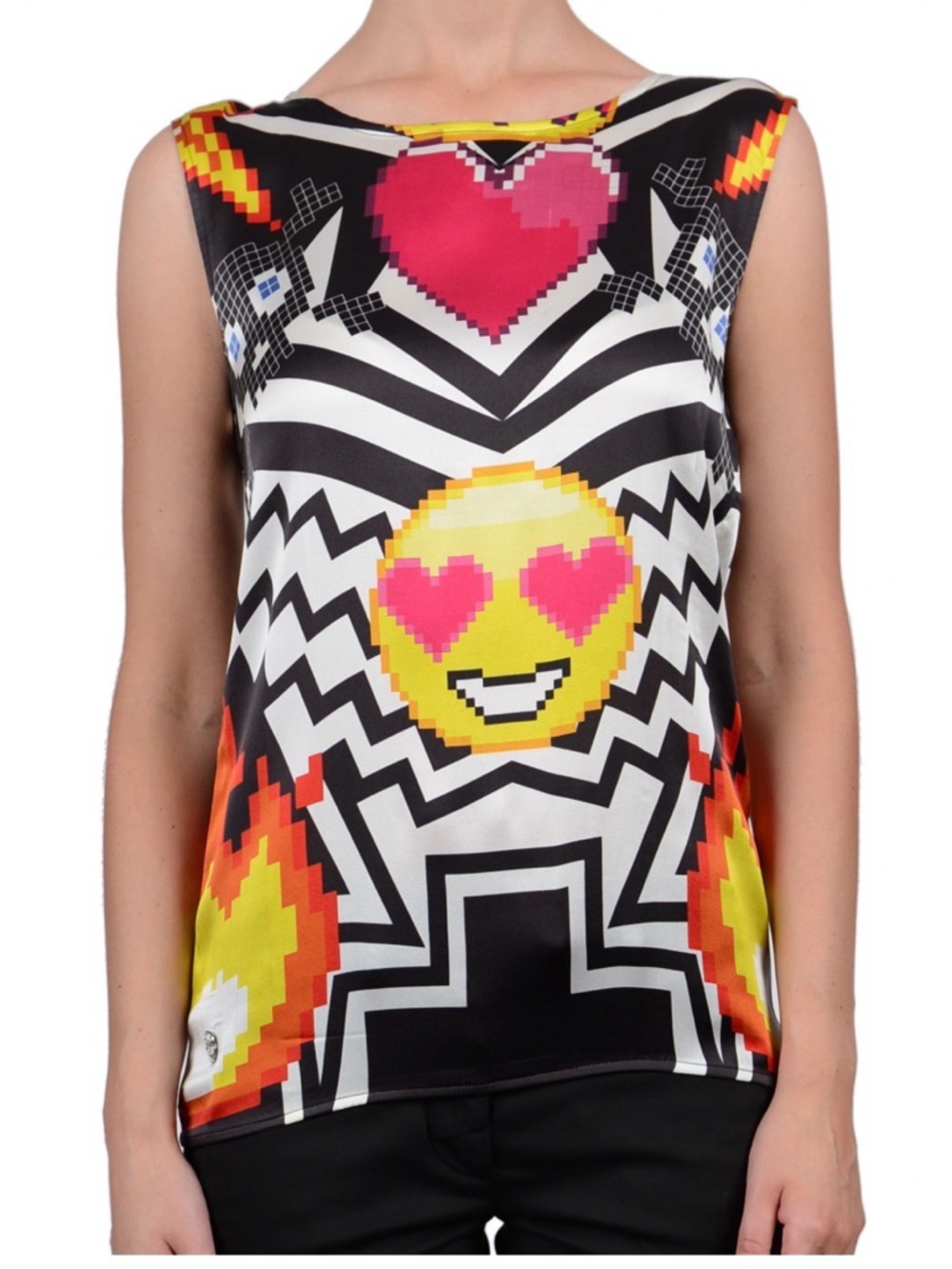 Philipp Plein Emoji Print Sleeveless Top Size L NWT Statement Designer